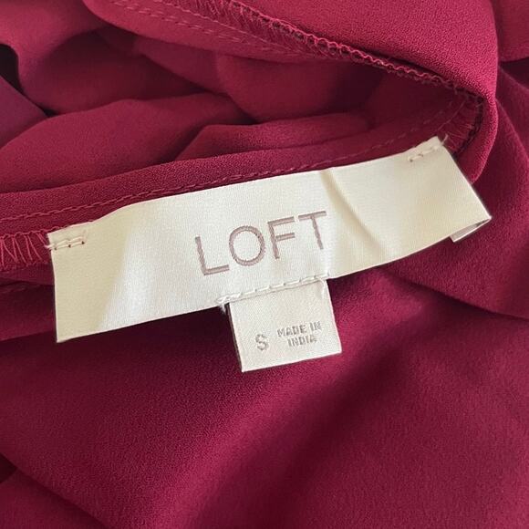 LOFT Womens Blouse Purple Long Sheer Sleeve Round Neck Stretch Small - Picture 4 of 10
